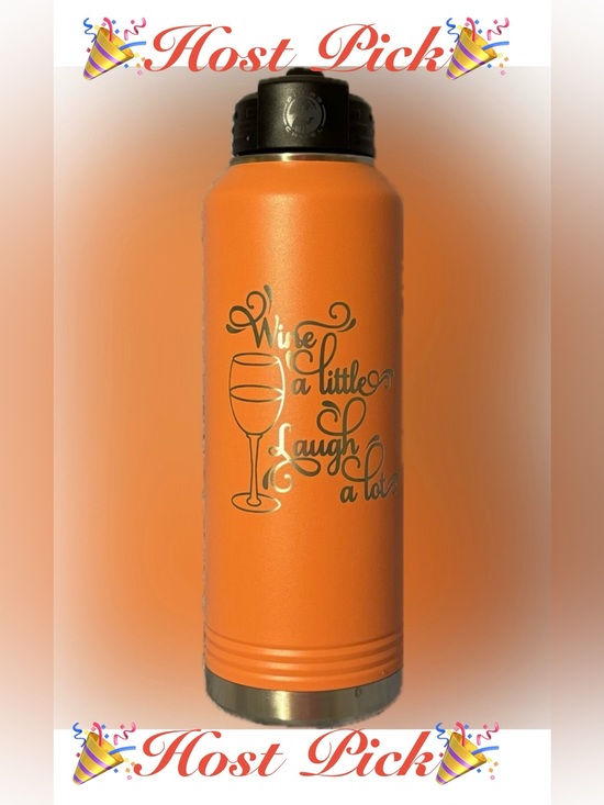 Other - Orange Water Bottle With Laser Engraved Script Saying